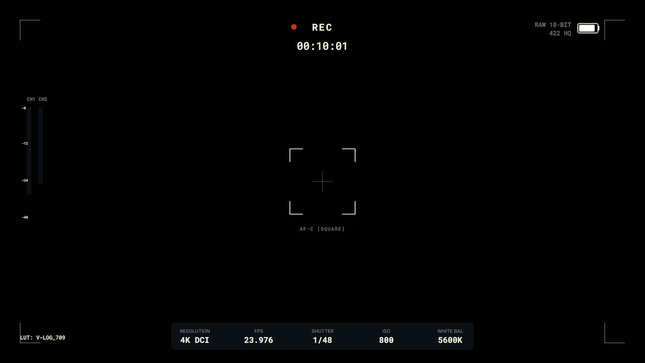 Digital Camera Recording Interface Overlay on Black Background