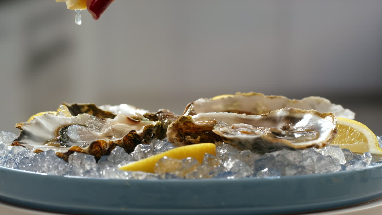 Oysters with Lemon on Ice
