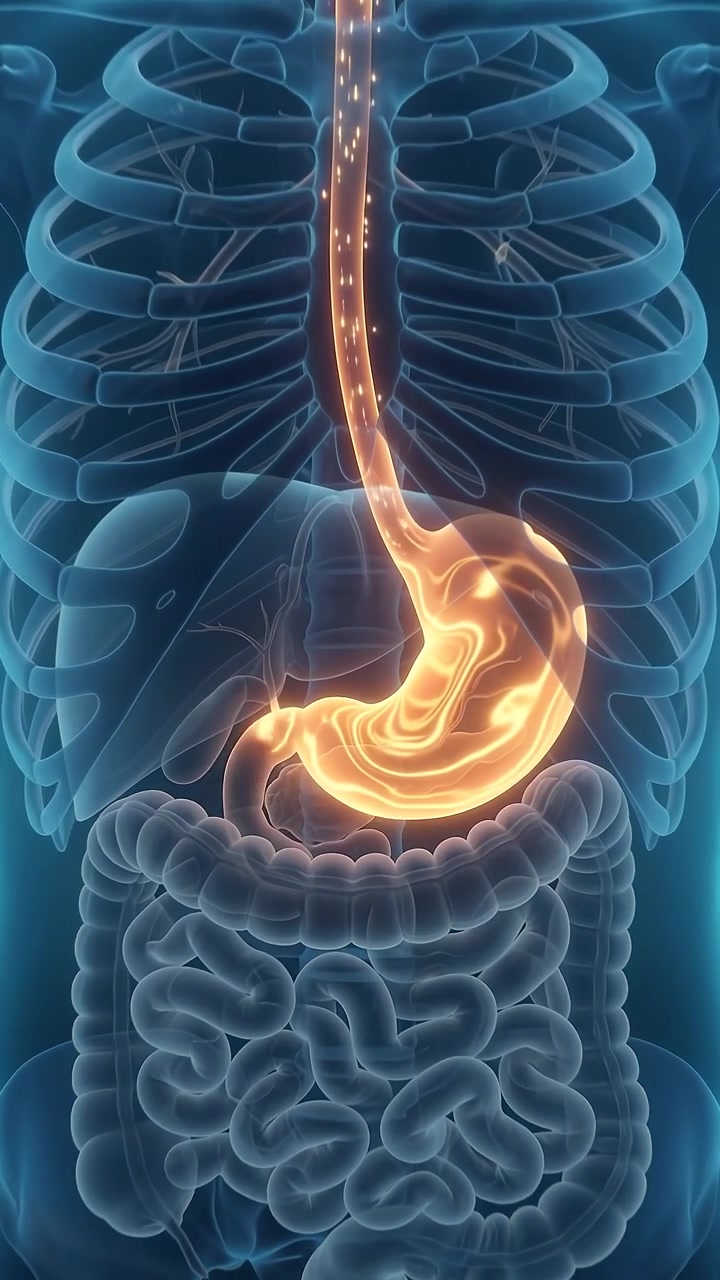 Animazione medica 3D del funzionamento dell'apparato digerente umano