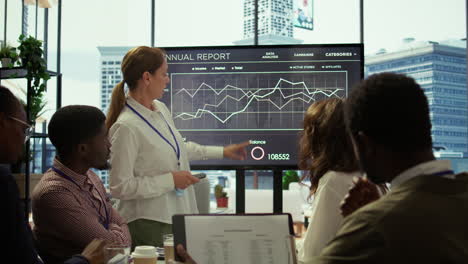 diverse group of employees participating in a project briefing meeting