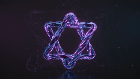 neon star of david 3d render seamless loop animation