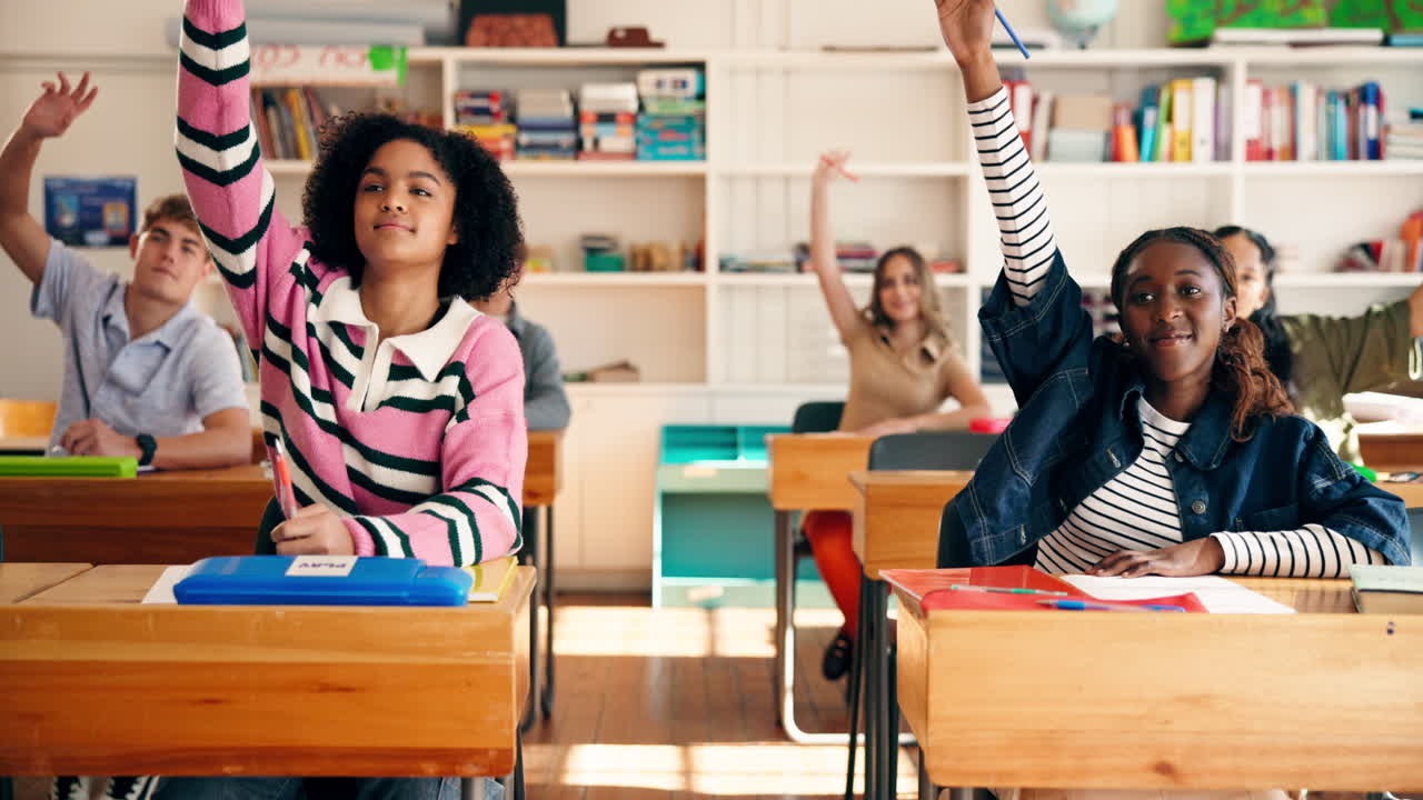 Students actively participating in classroom learning
