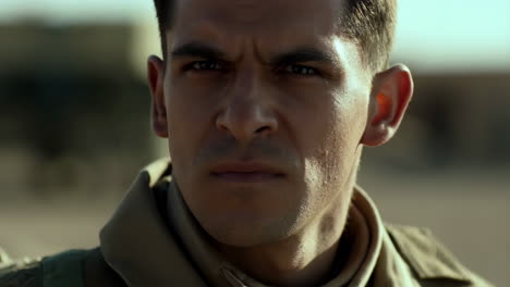 close-up portrait of a serious man