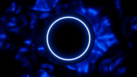 círculo de neón en fondo azul abstracto