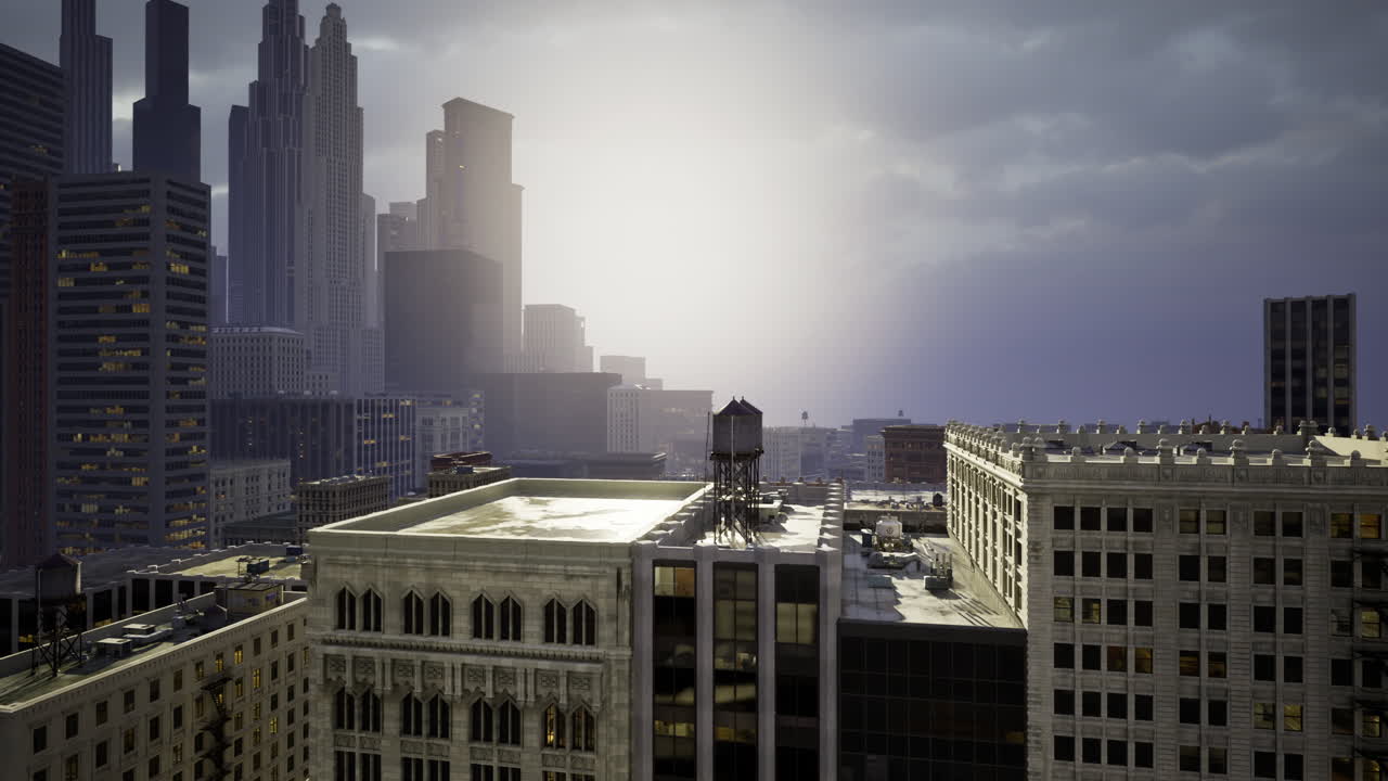 Urban skyline at dusk captures the blend of modernity and history