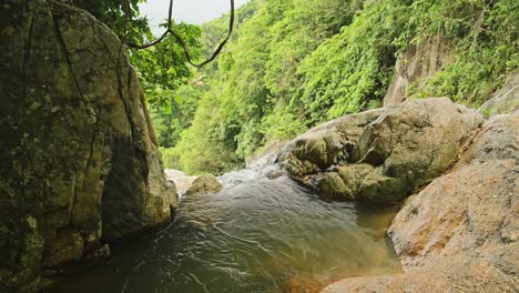 thailand waterfall on koh samui island, beautiful tropical scenery and amazing green nature rainforest landscape with water flowing in a river, thailand, southeast asia