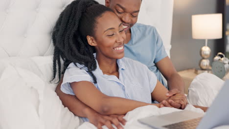 Computer,-video-and-streaming-of-a-black-couple