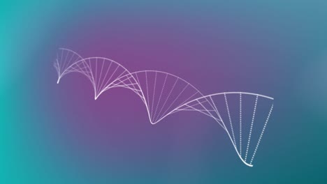 Animation-of-dna-strand-spinning-on-pink-to-blue-background