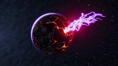 planeta destrozado en el espacio