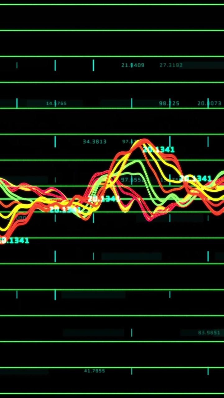 Animation of diagram over data processing on black background