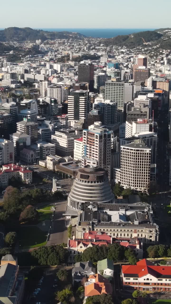 Beautiful cityscape of Wellington the capital of New Zealand. Aerial vertical