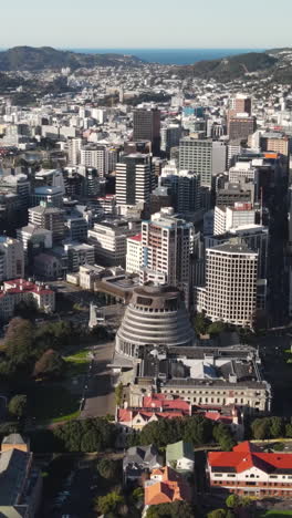 beautiful cityscape of wellington the capital of new zealand. aerial vertical