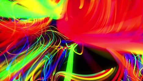 abstract background flow of glow lines. running lights particles form in 3d space glowing beautiful curved lines like ball of wires burning with neon light. beautiful looped creative background in 4k.