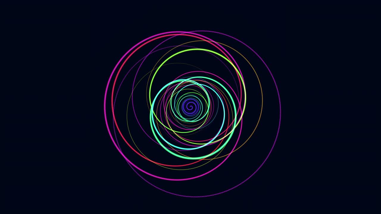 Motion rainbow spiral lines in dark space