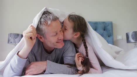 daughter kissing father 4k