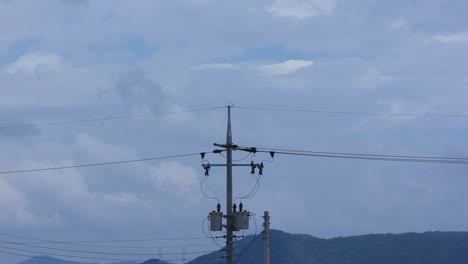 telephone pole of timelapse moving clouds