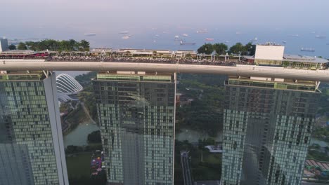 marina bay sands aerial view with people