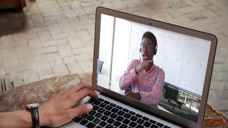 man having a video conference