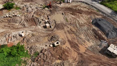aerial view of road construction site
