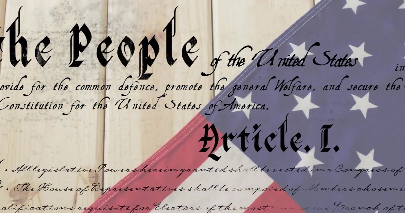 User pressing play historic design shifting flag revealing header, script and ink stain for history