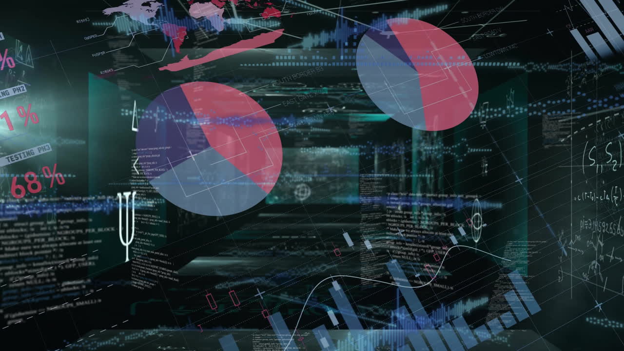 animación de gráficos y gráficos que procesan datos en múltiples pantallas de interfaz