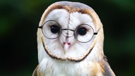 a whimsical barn owl wearing glasses: this charming bird captivates with its unique appearance and playful personality, making for a delightful visual experience