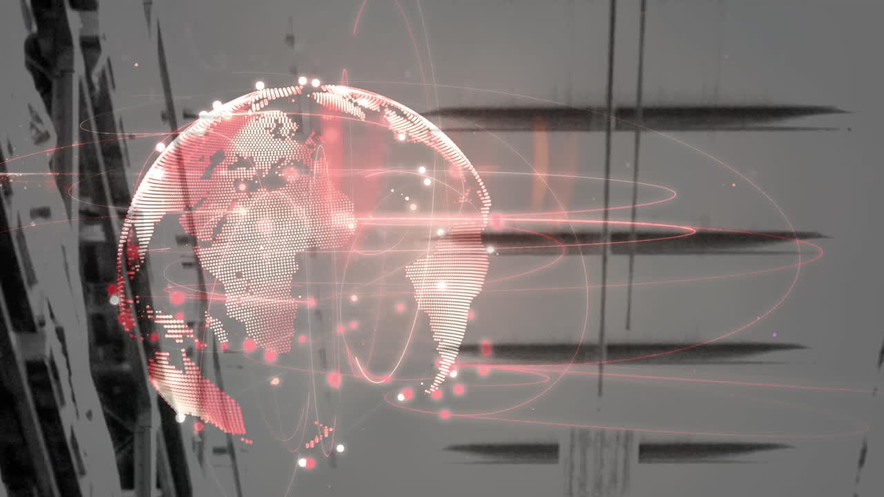 Animation of networks of connections over industrial interiors