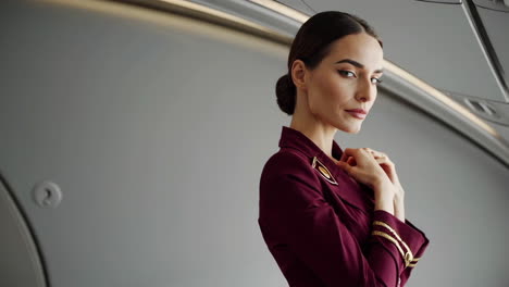 business woman in stylish maroon blazer