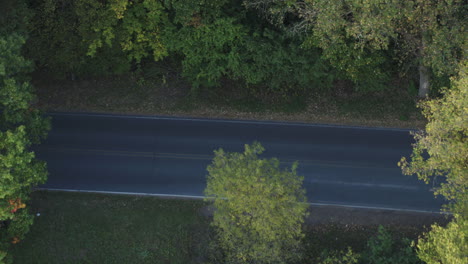 Antenne,-Grüner-McLaren-Superrennwagen,-Der-Auf-Asphaltierter-Straße-Im-Wald-Im-Freien-Fährt