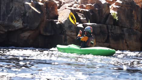 Woman-kayaking-in-the-river-4k