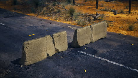 road barrier blocks access in a rural area during dry season