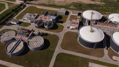 aerial view from above of water purification plant, buenos aires