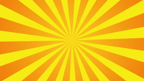 fondo de movimiento 2d. radiación solar amarilla naranja estilo de dibujos animados. el bucle sin fin