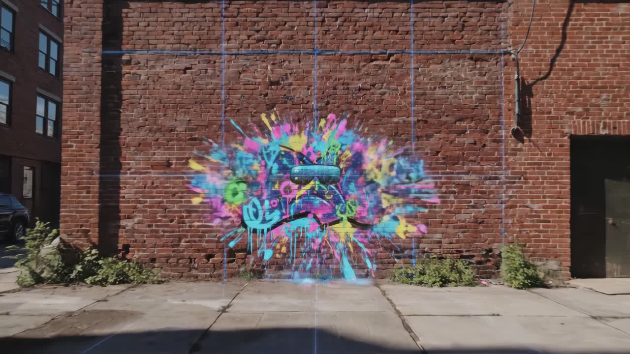 Graffiti art on brick walls featuring glasses