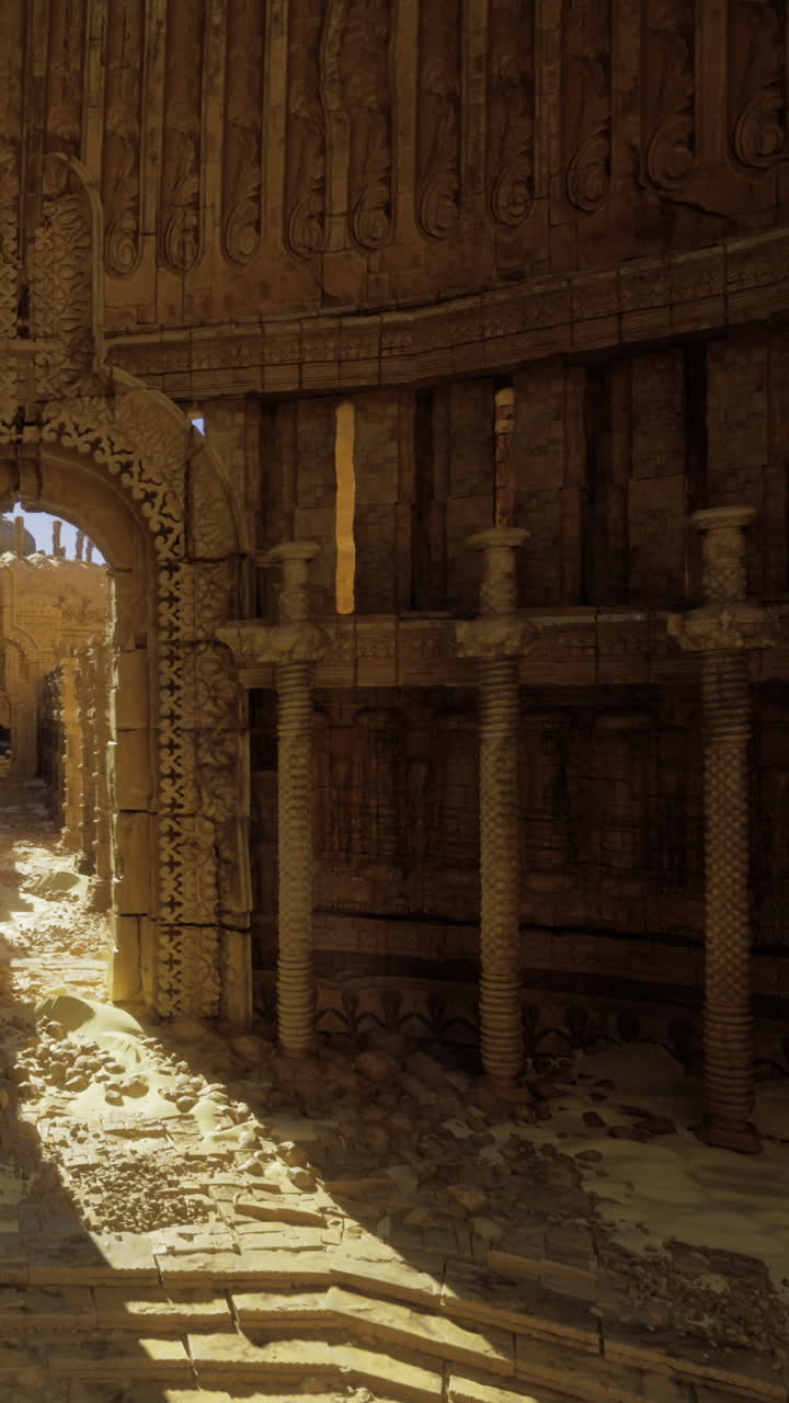 Esplorazione di rovine antiche situate in un paesaggio polveroso durante le ore diurne