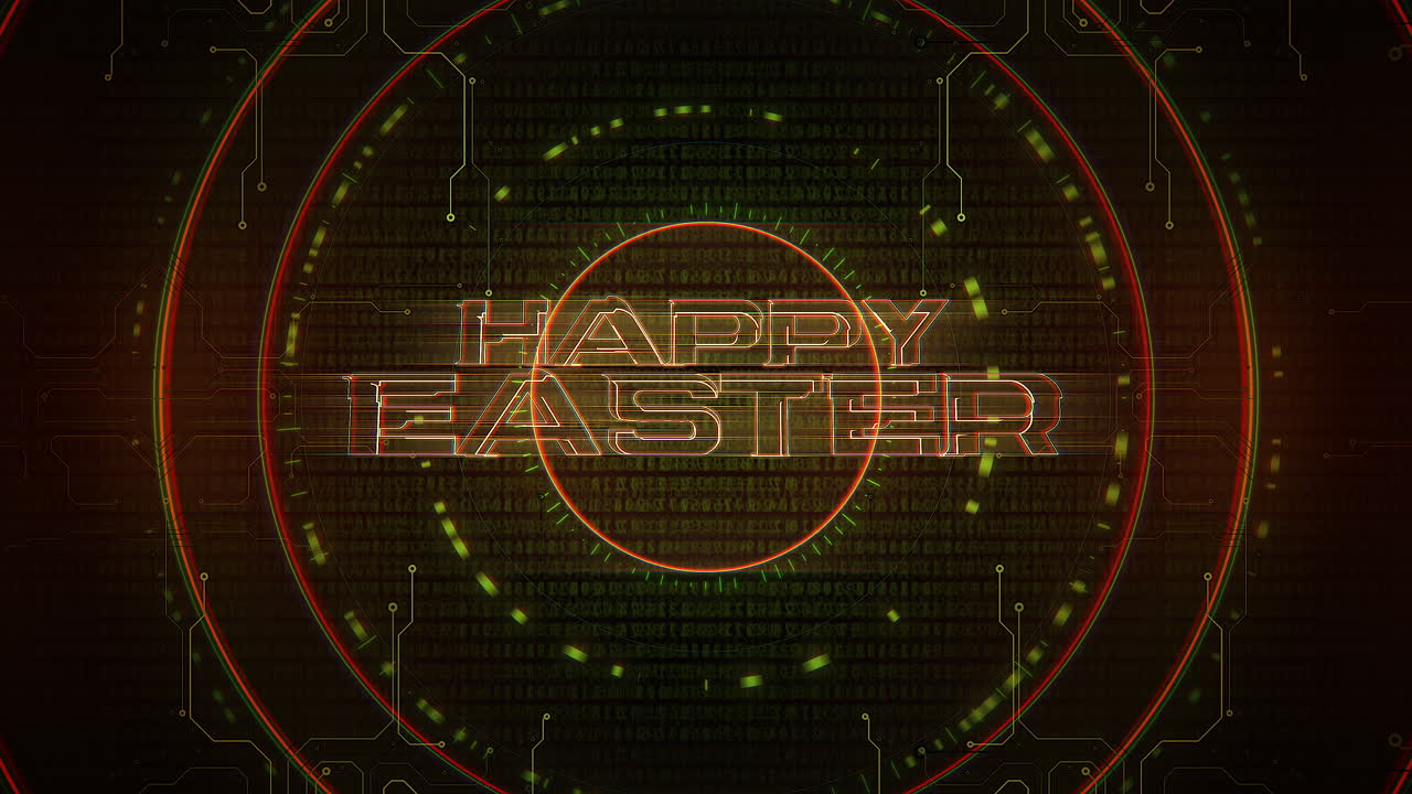 felices pascuas con números de computadora y elementos hud