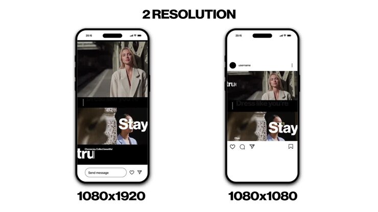 This Premiere Pro template includes 5 captivating vertical stories and square posts