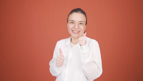 The-woman-making-cute-gestures-for-the-camera.