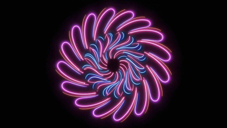 Padrão Floral Abstrato Neon Rosa e Azul Giratório