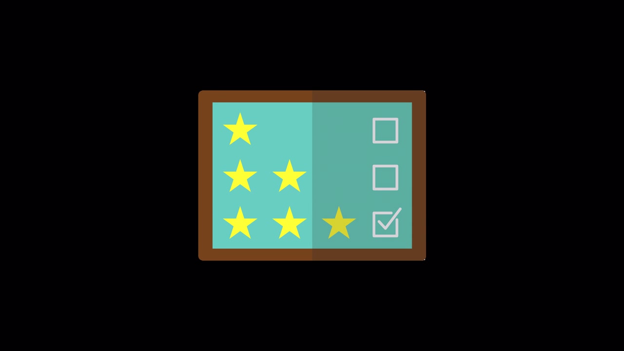 Graphic Animation of Five Star Rating and Checklist Completion