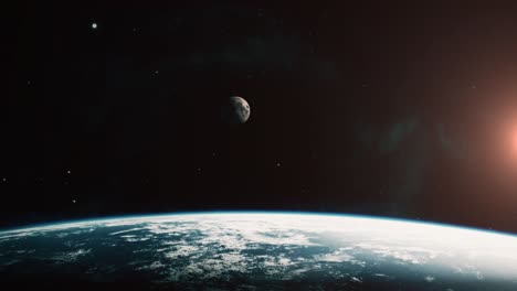 4k cinematic surface of planet earth and moon in deep space