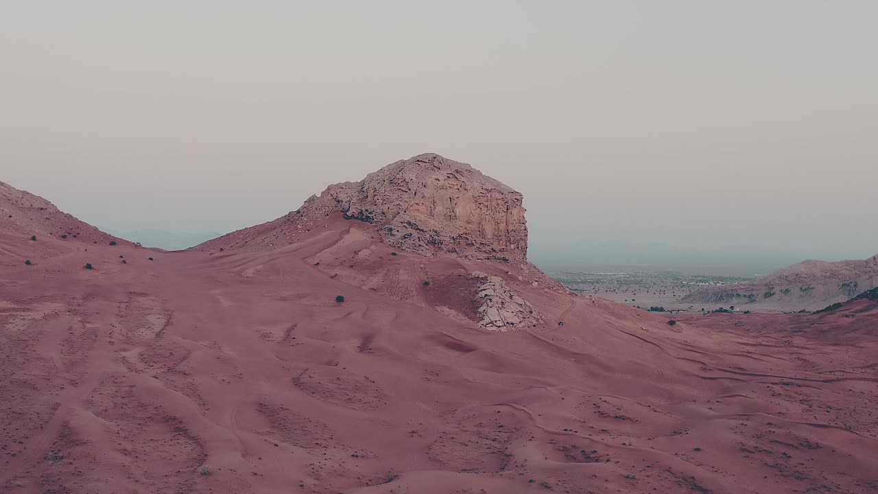 4K Drone Footage, Aerial view of Fossil Rocks Plateau in Meliha Desert with Sand Ripples, Geological Landscape of The Sphinx in Sand Dunes Desert in United Arab Emirates, Drone Videos