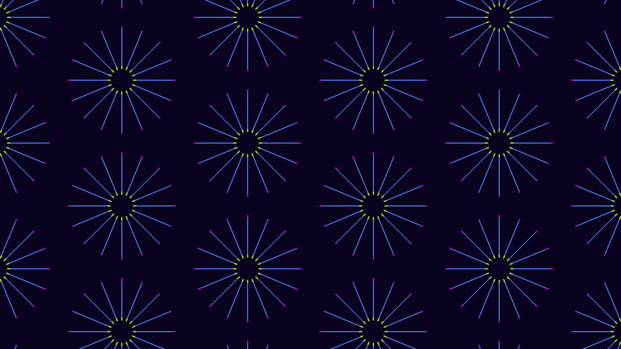 Bold green lines radiating from black and blue pattern