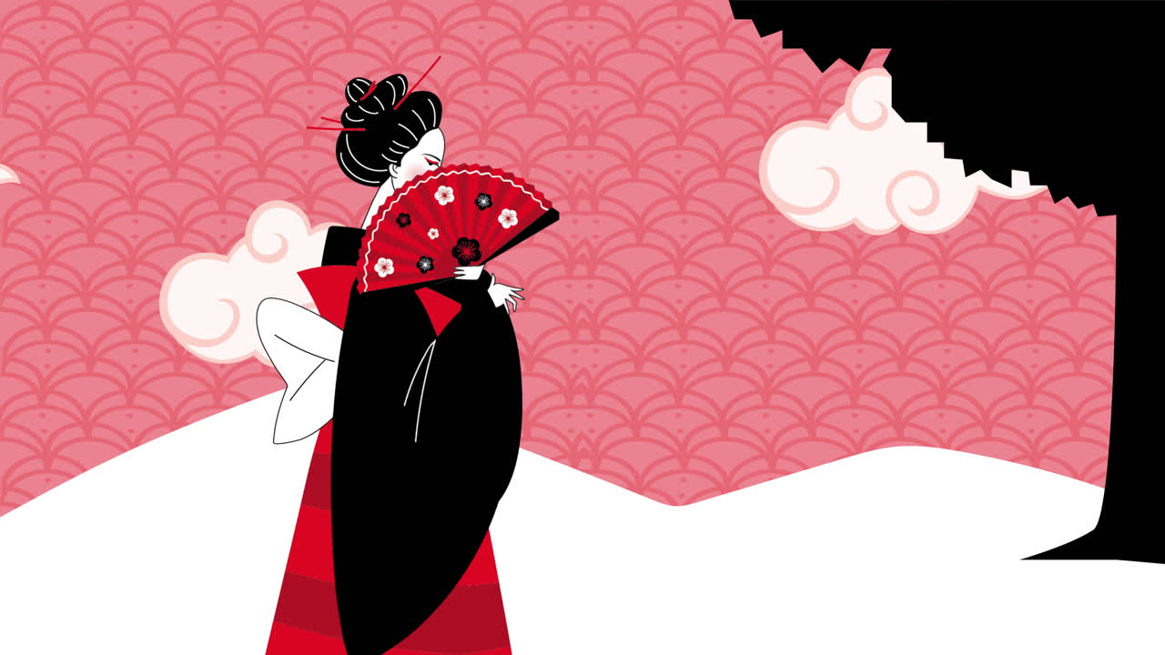 geisha japonesa con abanico