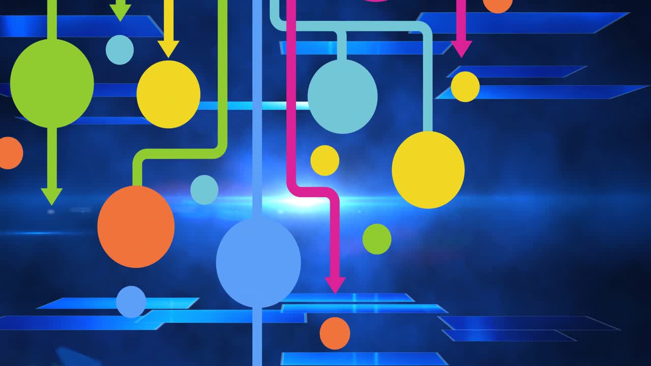 animación de la red de conexiones con iconos digitales