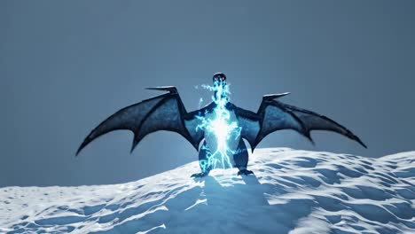 powerful dragon on snow