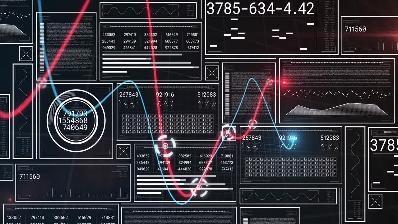 변화하는 숫자, 검은색 배경에 로딩 바에 대한 조명 그래프의 애니메이션