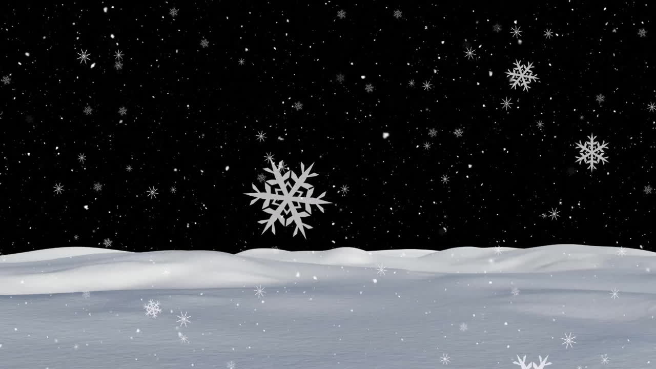 검은 바탕 위에 내리는 눈의 애니메이션