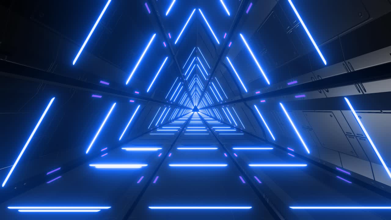el túnel de triángulo de neón futurista