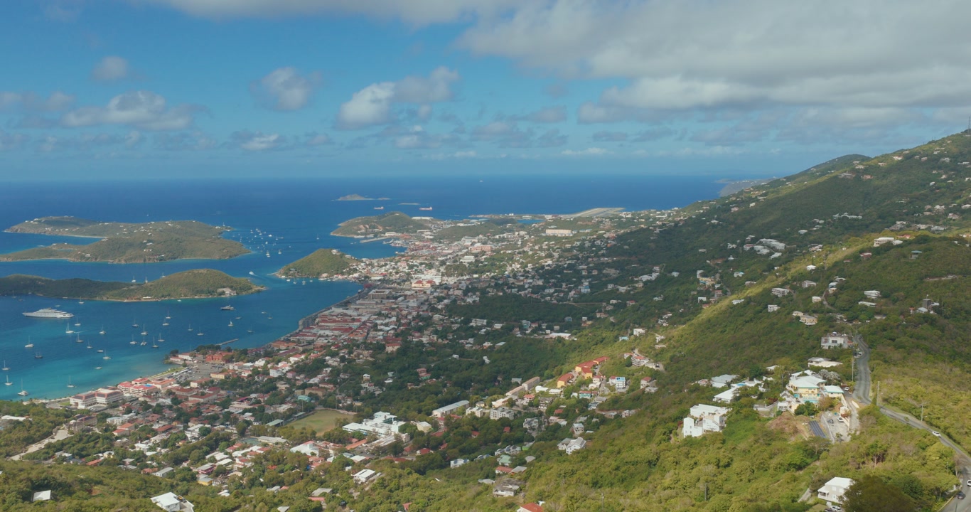 Caribbean Destination At Charlotte Amalie Harbor On The Island Of St. Thomas In The U.S. Virgin Islands. Aerial Shot